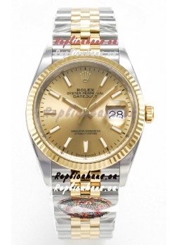 Rolex Super Clone Datejust ETA 3235 Movement 36MM Two Tone Yellow Gold Swiss Gold Dial