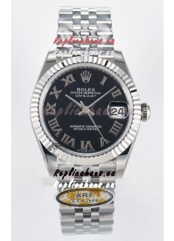 Rolex Super Clone Datejust ETA 2688 Movement 31MM Stainless Steel Black Roman Dial Watch 