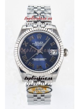 Rolex Super Clone Datejust ETA 2688 Movement 31MM Stainless Steel Blue Roman Dial Watch 
