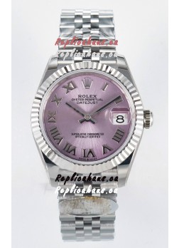 Rolex Super Clone Datejust ETA 2688 Movement 31MM Stainless Steel Pink Roman Dial Watch 