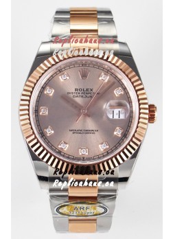 Rolex Super Clone Datejust ETA 3235 Movement 41MM Two Tone Rose Gold Plating Champange Dial Watch