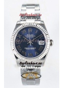 Rolex Super Clone Datejust ETA 2688 Movement 31MM Stainless Steel Blue Roman Dial Watch 