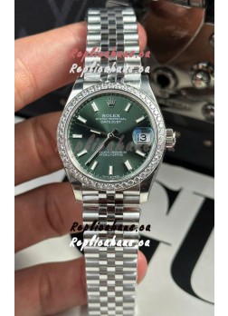 Rolex Super Clone Datejust ETA 2688 Movement 31MM Stainless Steel Case Green Dial Watch