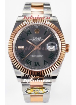 Rolex Super Clone Datejust ETA 3235 Movement 41MM Two Tone Rose Gold Plating Roman Dial Watch