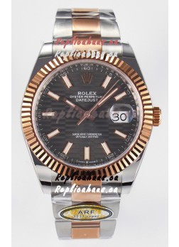 Rolex Super Clone Datejust ETA 3235 Movement 41MM Two Tone Rose Gold Plating Fluted Dial Watch