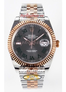 Rolex Super Clone Datejust ETA 3235 Movement 41MM Two Tone Rose Gold Plating Roman Dial Watch