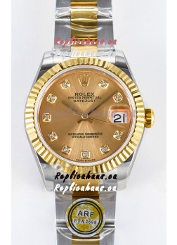 Rolex Super Clone Datejust ETA 2688 Movement 31MM Two Tone Yellow Gold Swiss Gold Dial