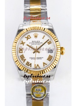 Rolex Super Clone Datejust ETA 2688 Movement 31MM Two Tone Yellow Gold Swiss White Dial