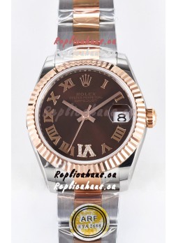 Rolex Super Clone Datejust ETA 2688 Movement 31MM Two Tone Rose Gold Swiss Brown Dial