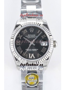 Rolex Super Clone Datejust ETA 2688 Movement 31MM Stainless Steel Grey Dial Watch 