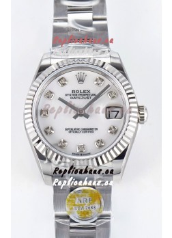 Rolex Super Clone Datejust ETA 2688 Movement 31MM Stainless Steel Pearl Dial Watch 