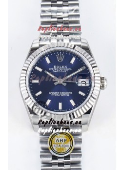 Rolex Super Clone Datejust ETA 2688 Movement 31MM Stainless Steel Blue Dial Watch 