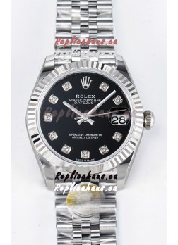 Rolex Super Clone Datejust ETA 2688 Movement 31MM Stainless Steel Black Dial Watch 