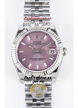Rolex Super Clone Datejust ETA 2688 Movement 31MM Stainless Steel Pink Dial Watch 