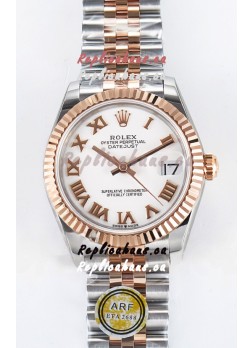 Rolex Super Clone Datejust ETA 2688 Movement 31MM Two Tone Rose Gold Swiss White Dial