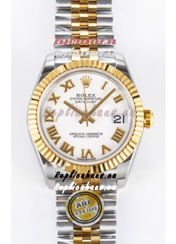 Rolex Super Clone Datejust ETA 2688 Movement 31MM Two Tone Yellow Gold Swiss White Dial