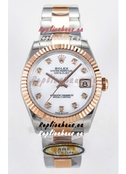 Rolex Super Clone Datejust ETA 2688 Movement 31MM Two Tone Rose Gold White Dial