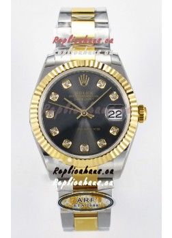 Rolex Super Clone Datejust ETA 2688 Movement 31MM Two Tone Yellow Gold Grey Dial