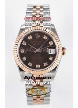 Rolex Super Clone Datejust ETA 2688 Movement 31MM Two Tone Rose Gold Swiss Brown Dial