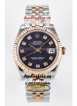 Rolex Super Clone Datejust ETA 2688 Movement 31MM Two Tone Rose Gold Swiss Purple Dial