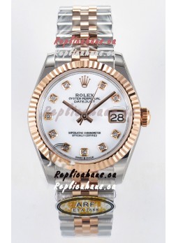Rolex Super Clone Datejust ETA 2688 Movement 31MM Two Tone Rose Gold Swiss White Dial