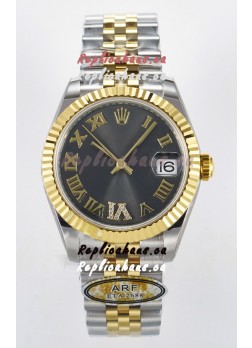 Rolex Super Clone Datejust ETA 2688 Movement 31MM Two Tone Yellow Gold Swiss Grey Dial