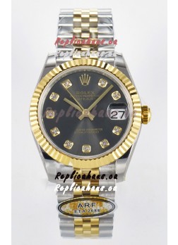 Rolex Super Clone Datejust ETA 2688 Movement 31MM Two Tone Yellow Gold Swiss Grey Dial