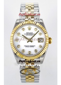 Rolex Super Clone Datejust ETA 2688 Movement 31MM Two Tone Yellow Gold Swiss White Dial