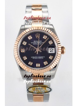 Rolex Super Clone Datejust ETA 2688 Movement 31MM Two Tone Rose Gold Swiss Purple Dial