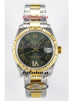 Rolex Super Clone Datejust ETA 2688 Movement 31MM Two Tone Yellow Gold Swiss Green Dial 