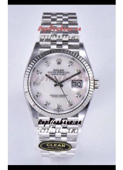 Rolex Datejust 126234 36MM Swiss Replica in 904L Steel in White Pearl Dial 1:1 Mirror Replica