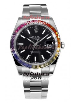 Rolex Datejust 41MM Swiss Replica Watch - 904L Steel in Black Dial 