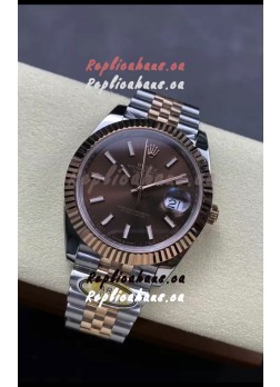 Rolex Datejust 126331 41MM ETA3235 72 Hours Power Brown Dial Jubilee 1:1 Mirror Replica in Rose Gold 904L Steel