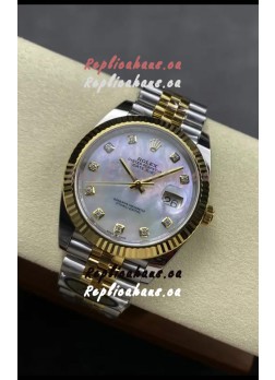 Rolex Datejust M126333 41MM ETA3235 72 Hours Power Pearl Dial Jubilee 1:1 Mirror Replica Yellow Gold 904L Steel