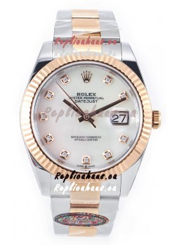 Rolex Datejust M126333 41MM ETA3235 72 Hours Power Pearl Dial Oyster 1:1 Mirror Replica Rose Gold 904L Steel