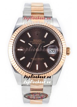 Rolex Datejust M126333 41MM ETA3235 72 Hours Power Brown Dial Oyster 1:1 Mirror Replica Rose Gold 904L Steel