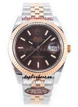 Rolex Datejust M126333 41MM ETA3235 72 Hours Power Brown Dial Jubilee 1:1 Mirror Replica Rose Gold 904L Steel