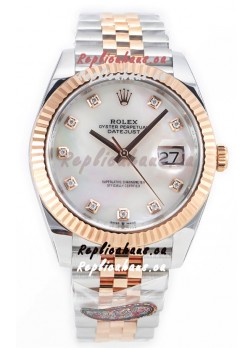 Rolex Datejust M126333 41MM ETA3235 72 Hours Power Pearl Dial Jubilee 1:1 Mirror Replica Rose Gold 904L Steel
