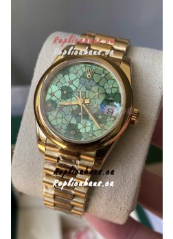 Rolex Datejust M278248 31MM Swiss Replica in Gold - Green Motif Dial 1:1 Mirror Quality