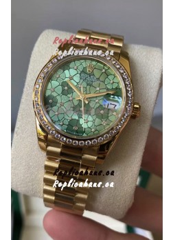 Rolex Datejust M278248 31MM Swiss Replica in Gold - Green Motif Dial 1:1 Mirror Quality