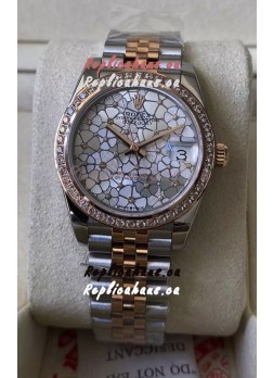 Rolex Datejust M278381RBR 31MM Swiss Replica Two Tone Rose Gold - Floral Motif Dial 1:1 Mirror Quality