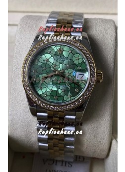 Rolex Datejust M278383RBR 31MM Swiss Replica Two Tone Yellow Gold - Floral Motif Dial 1:1 Mirror Quality