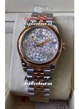Rolex Datejust M278381RBR 31MM Swiss Replica Two Tone Rose Gold - Floral Motif Dial 1:1 Mirror Quality