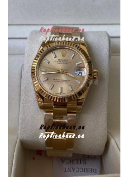 Rolex Datejust 278278 31MM Swiss Replica in 904L Steel Yellow Gold Casing in Stick Markers 1:1 Mirror Quality 