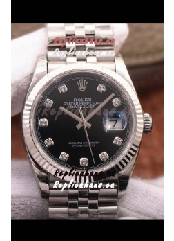 Rolex Datejust 126234 36MM Swiss Replica in 904L Steel in Black Dial 1:1 Mirror Replica
