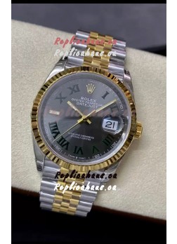 Rolex Datejust 36MM Cal.3135 Movement Swiss Replica Watch in 904L Steel Two Tone Grey Dial