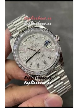 Rolex Day Date Presidential Stainless Steel Meteorite Dial Watch 40MM - 1:1 Mirror Quality