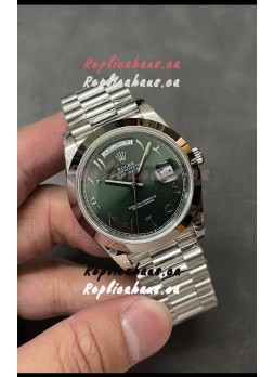 Rolex Day Date Presidential Stainless Steel Olive Green Arab Dial Watch 40MM - 1:1 Mirror Quality