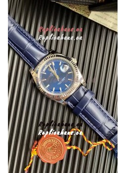 Rolex Day Date 904L Steel Casing Watch in Blue Dial 36MM - 1:1 Mirror Quality 