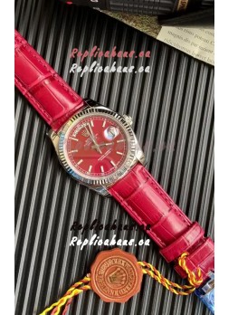 Rolex Day Date 904L Steel Casing Watch in Red Dial 36MM - 1:1 Mirror Quality 